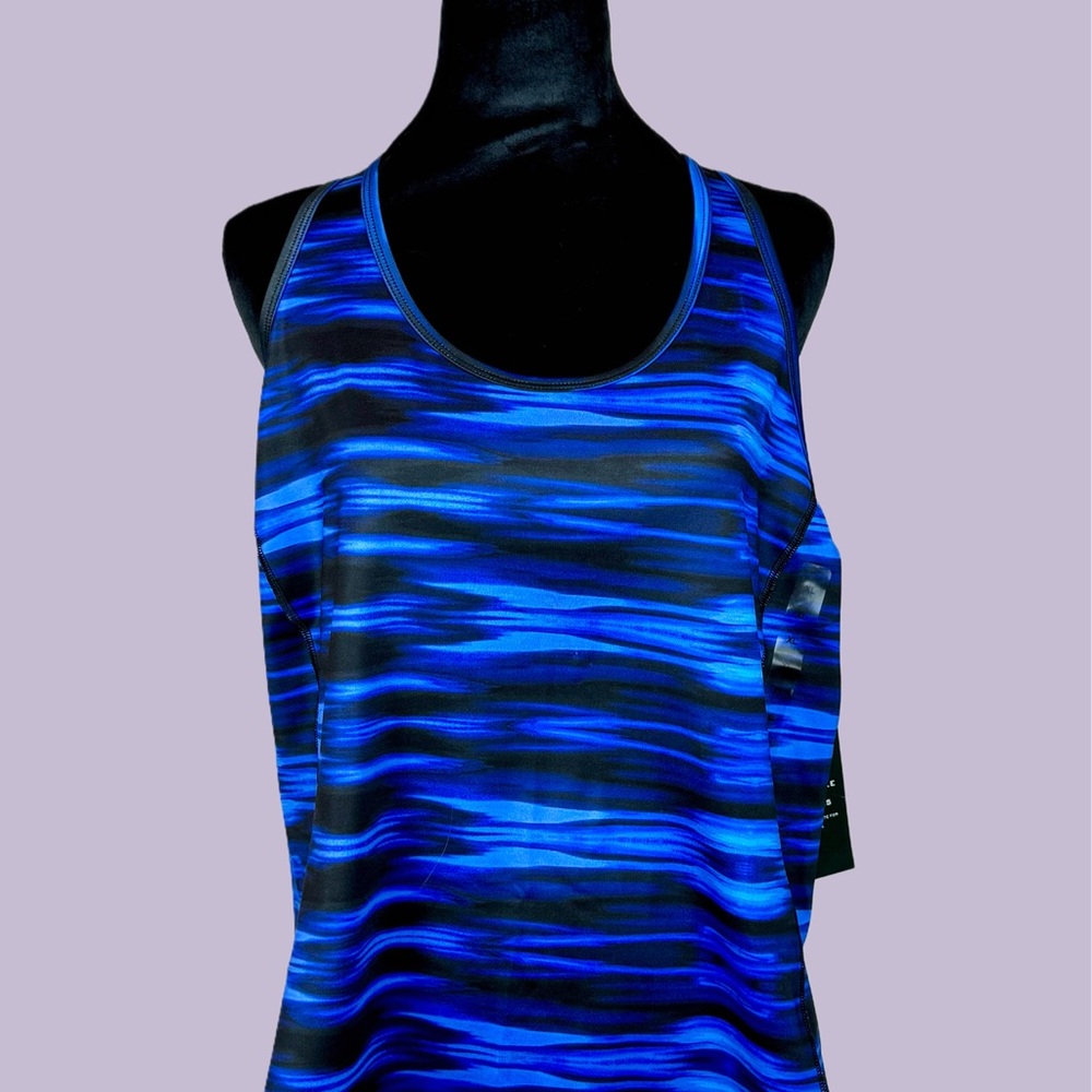 NWT! Lauren Ralph Lauren Blue Black Sleeveless Racerback Tank Top XL